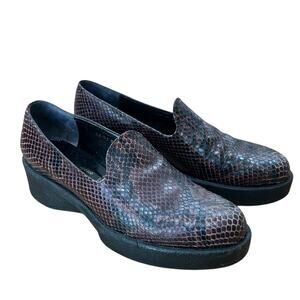Vintage 90s Robert Clergerie Snakeskin Platform Loafers Made France  7 AA -